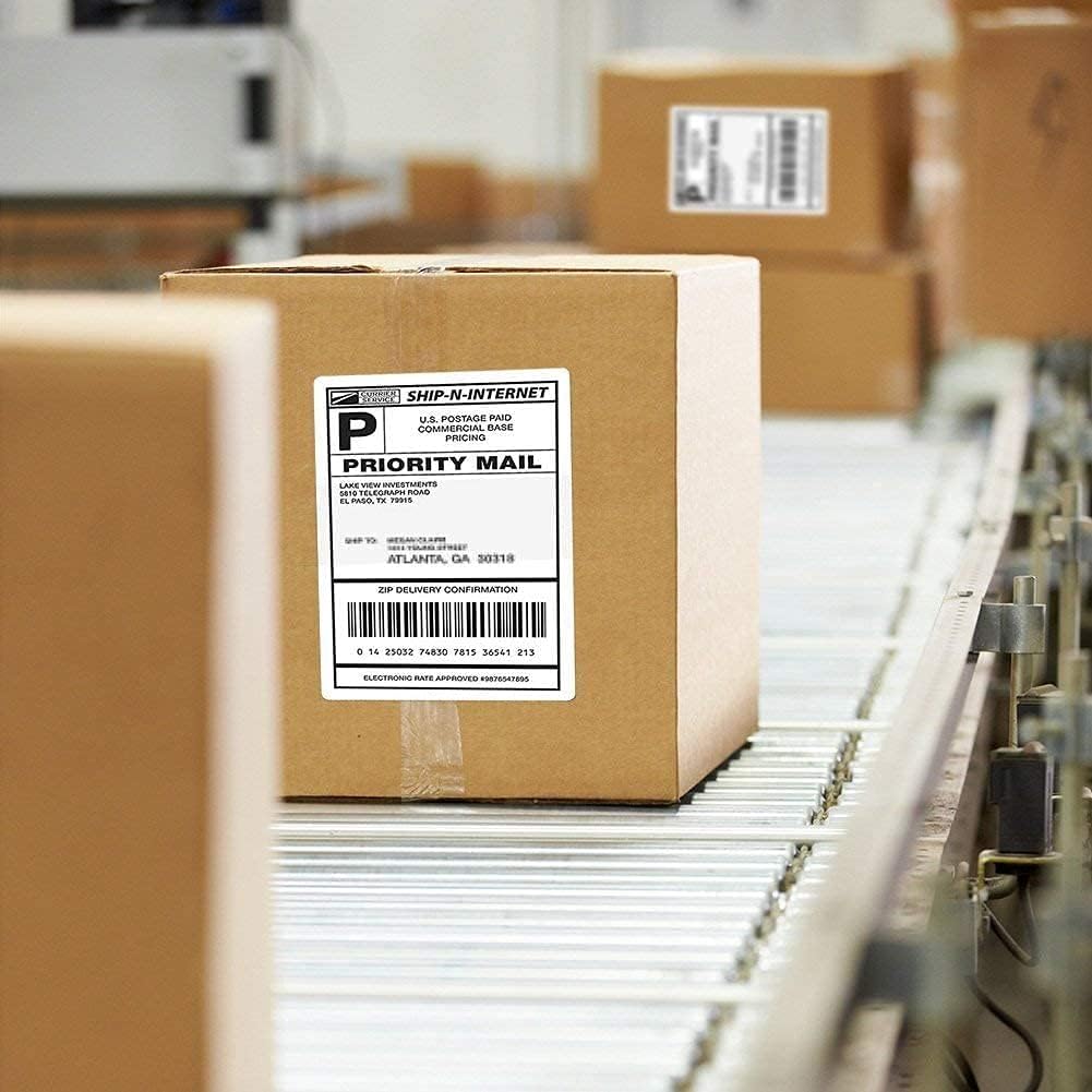 4" x 6" Direct Thermal Shipping Labels - Pack of 500 Fanfold Labels - White Perforated, Permanent-Adhesive, Compatible Zebra & Rollo Thermal Label Printer