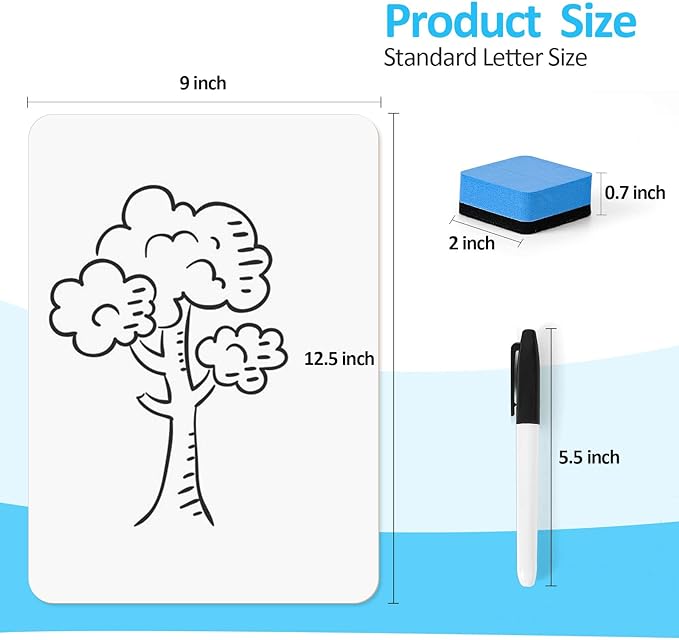 Dry Erase LapBoards, PANDRI 12 Pack Double Sided 12.5 x 9 Inch Whiteboards - Image 2
