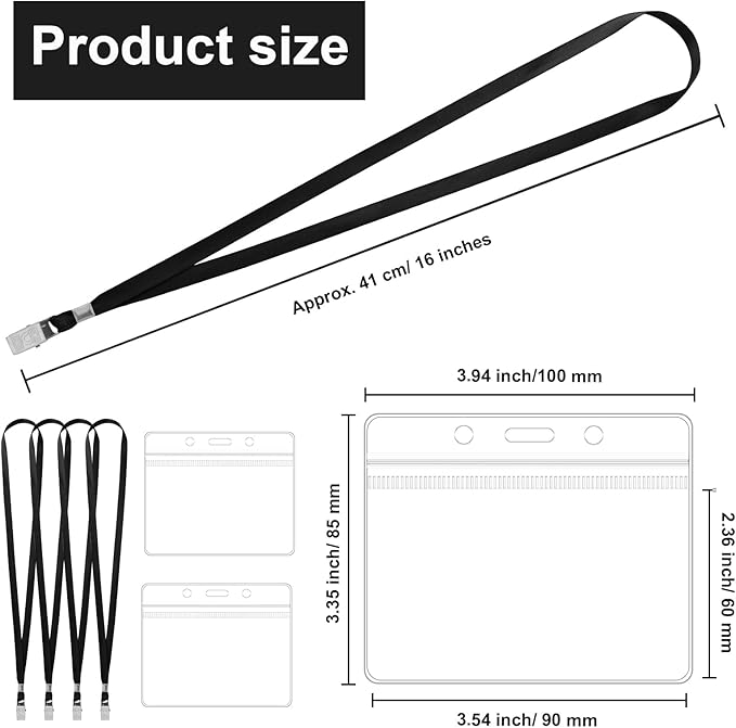 100 Pcs Lanyards for ID Badges and 100 Pcs Clear Name Tag Holders Reusable - Image 2