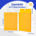 goefun 50 pack 9x12 expanable manilla envelopes shown in use