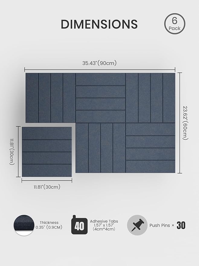 Bumusty Large Cork Board Alternative-36 x24 Felt Bulletin Board Tiles, - Image 2