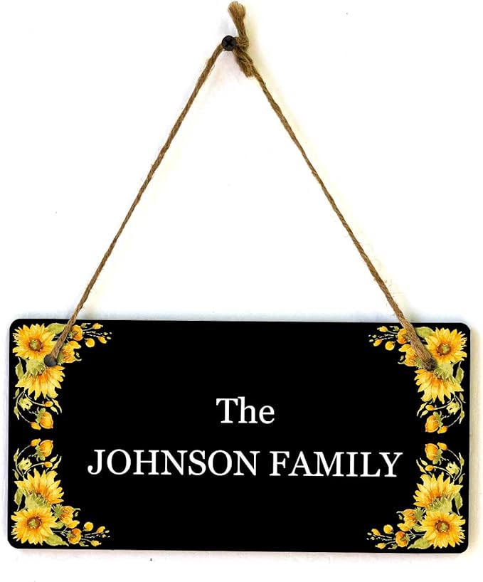 Signs ByLITA Sunflower Corners Black Background Personalized Hanging Wall or - Image 9
