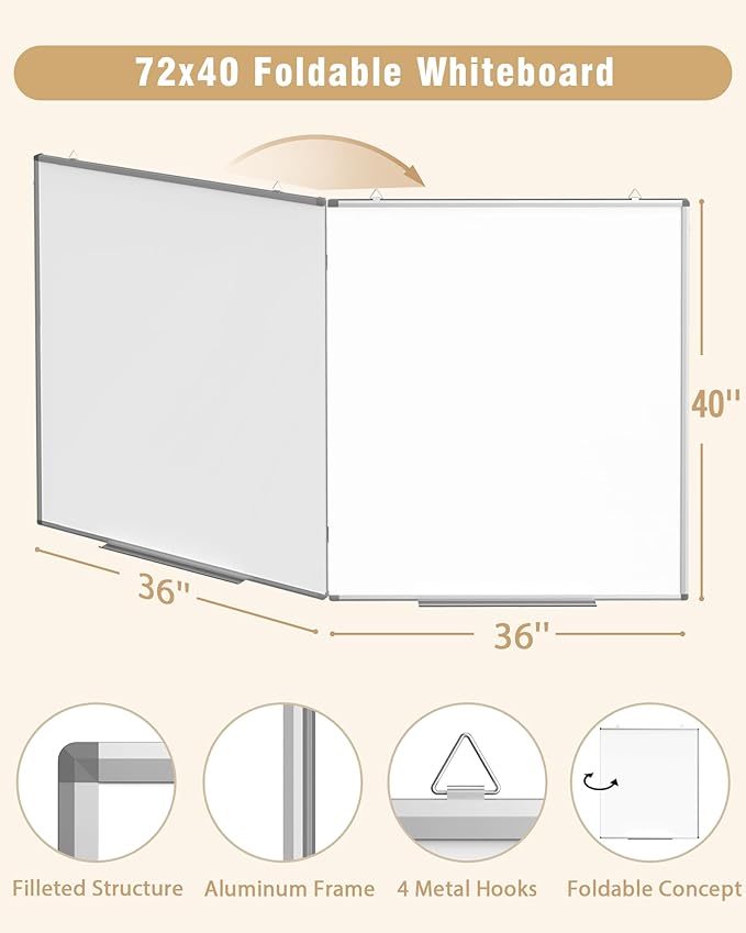 72"X 40" Large Magnetic Dry Erase Whiteboard, Removable Wall Hanging Board - Image 4