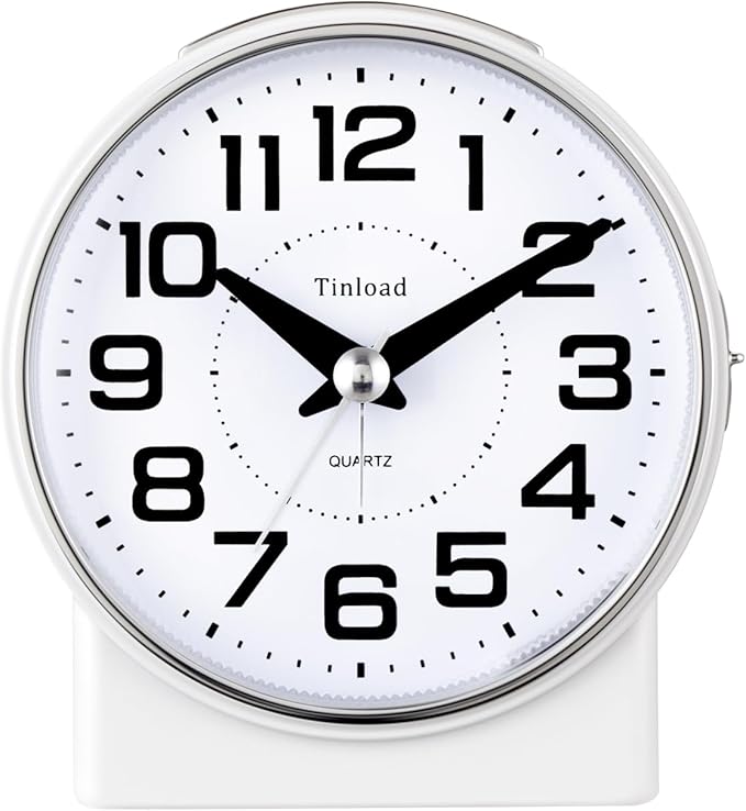 Tinload 4.3" No Ticking Analog Alarm Clock, Silent Readable by Tinload