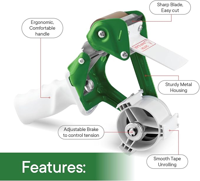 TAPEWELL Heavy Duty Metal Frame 2 Inch Wide Packing Tape Dispenser Gun - Image 3