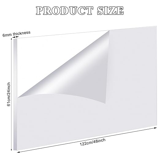 Roowest 3 Pcs 24 x 28 Inch, 1/4 Inch Thick Clear Acrylic Sheets Plastic Panels - Image 2