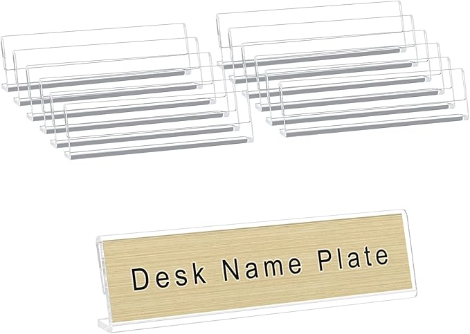 Acrylic 12 Pack Name Plates for Desks, AITEE 2x8 Clear Desk Name Plate by AITEE