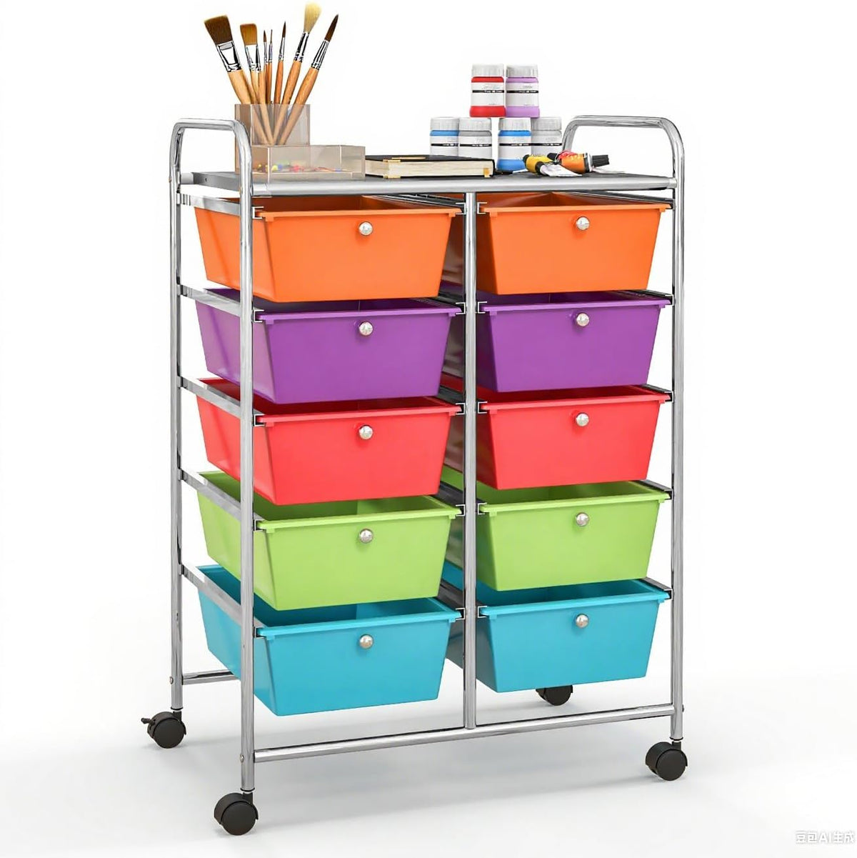 GLACER 10 Drawer Rolling Cart, Storage Cart