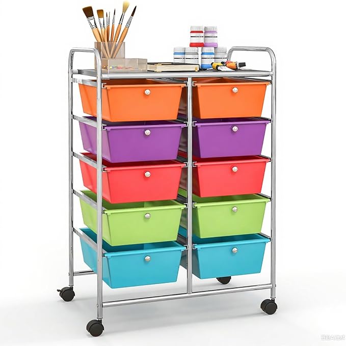 GLACER 10 Drawer Rolling Cart, Storage Cart by GLACERGrowupinhappiness