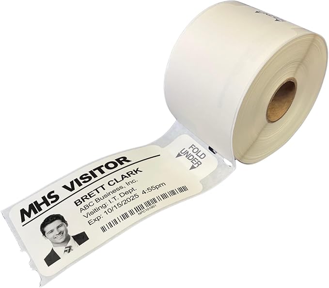 Threshold 4-Inch Tab Expiring Visitor Badges on a Roll | 1 Roll Compatible by ThresholdVisitorManagement