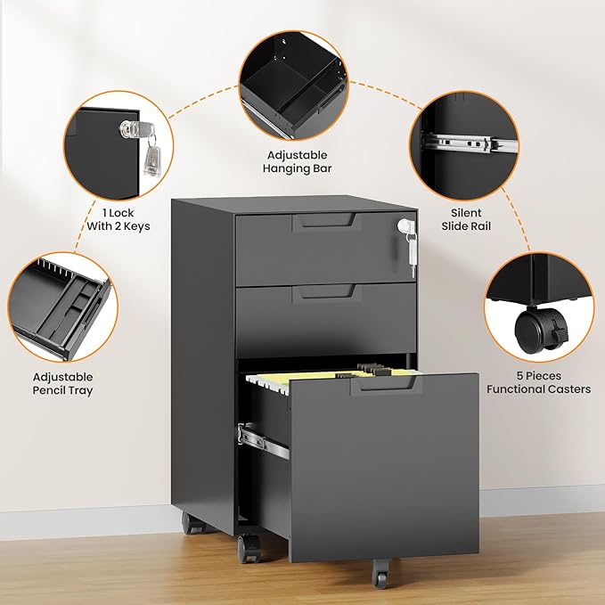 AFAIF 3 Drawer File Cabinet - Image 6