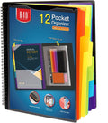 H4D 12 Pocket Poly Project Organizer, Multi Pocket Folder, Primary Colors | Spiral, Multi-Subject, Letter Size