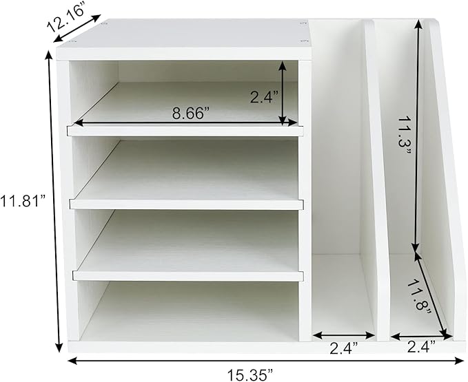PAG Wood Desktop File Holder Organizer Mail Sorter, 15.35" W x 12.16" D x - Image 4