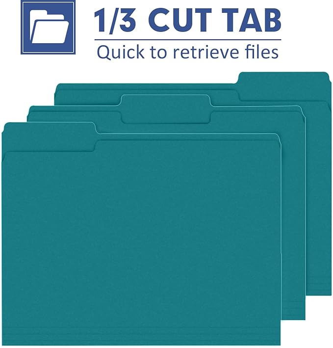 File Folder, PANDRI 120 Pack File Folder, 1/3 Cut Tab, Letter Size, Filing - Image 3