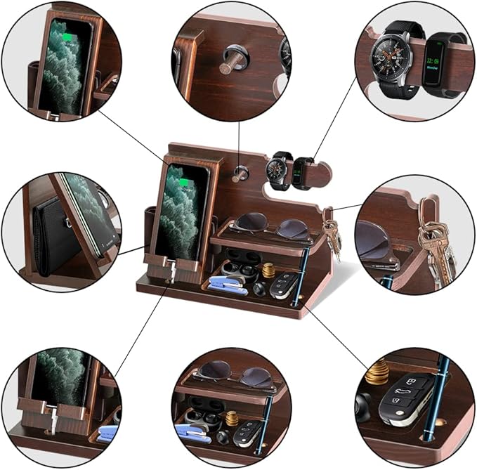 Gifts for Men Wood Phone Docking Station for Mens Gifts for Christmas Husband - Image 2