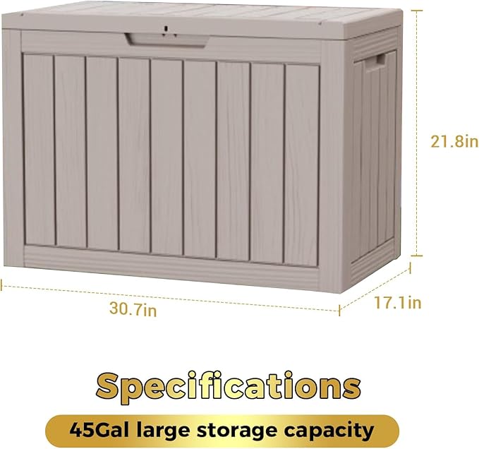 Yardgrace 45 Gallon Outdoor Storage Box Waterproof, Resin Deck Boxes - Image 2