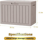 Yardgrace 45 Gallon Outdoor Storage Box Waterproof, Resin Deck Boxes - Image 2