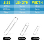 1800 Paper Clips Assorted Sizes Large, Medium and Small, Durable and Rustproof - Image 2