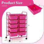 LDAILY 10 Drawer Rolling Cart, Storage Cart Organizer on Wheels, Drawer Cart - Image 3