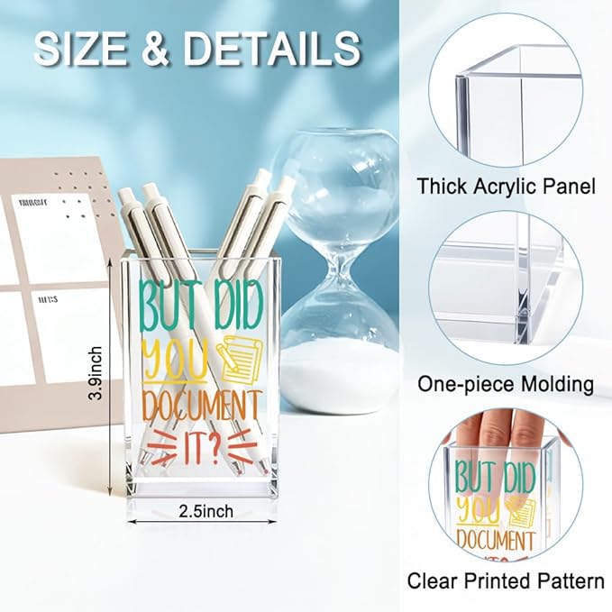 QYUVK But Did You Document It Acrylic Cosmetic Pencil Holder Cup, Pen Holder - Image 2