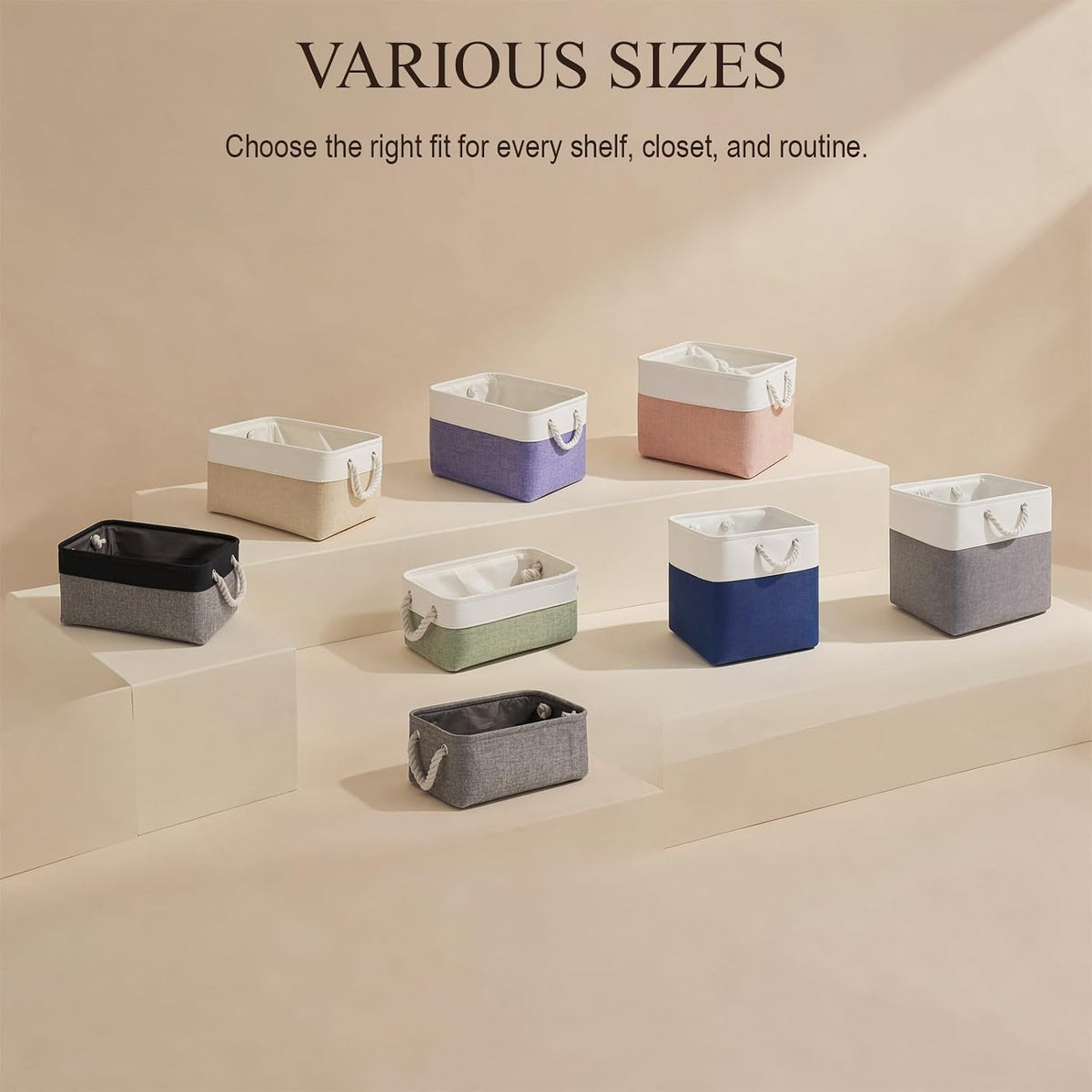 11.8x7.9x5.2 Inch Fabric Small Storage Bins with Handles 6 Pack
