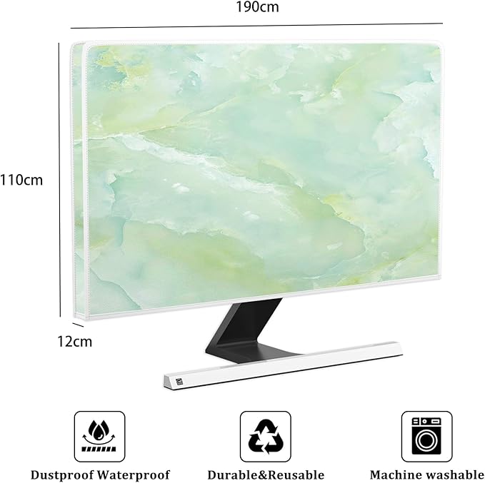 Baocicco Sage Green Marble Waterproof TV Dust Cover 80 Inch Anti-Static - Image 2