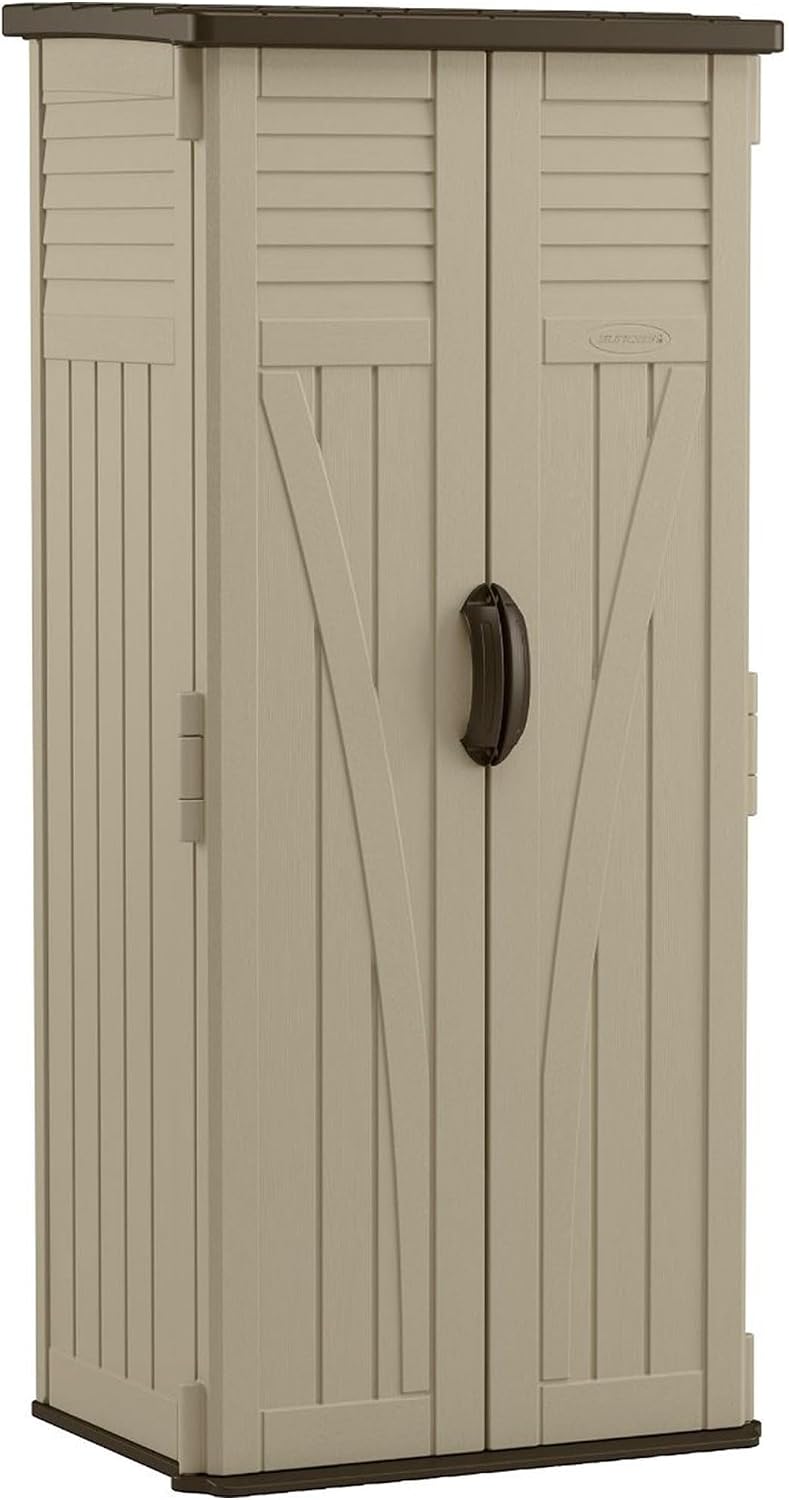 suncast vertical shed, compact outdoor storage system, 22, main product view