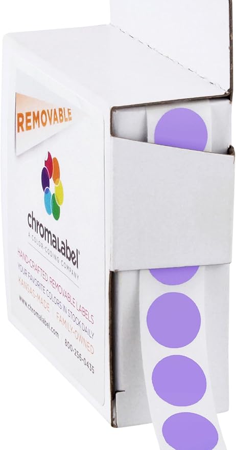 ChromaLabel 0.50 Inch Round Label Removable Color Code Dot Stickers, 1000 by ChromaLabel