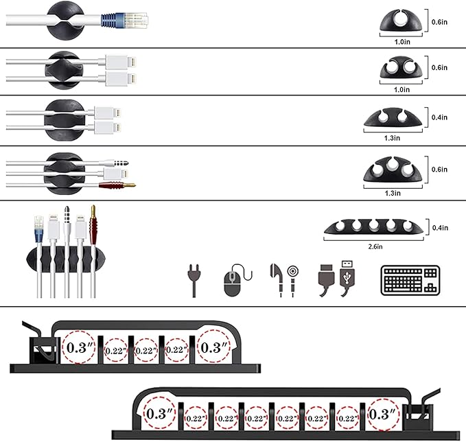 DRIVUU White Cable Management Organizer Kit 4 Cable Sleeve Split, 47Cable Clips - Image 7