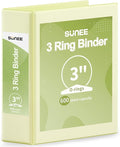SUNEE 3 Ring Binder 3 Inch 1 Pack, Light Yellow by SUNEE