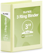 SUNEE 3 Ring Binder 3 Inch 1 Pack, Light Yellow by SUNEE