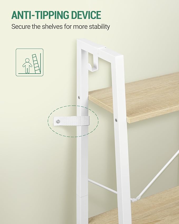 Hzuaneri Ladder Shelf, Bookshelf Bookcase, Freestanding Corner Storage Shelve - Image 4