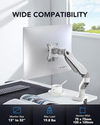 HUANUO Single Monitor Mount, 13 to 32 Inch Gas Spring Monitor Arm, Adjustable - Image 2