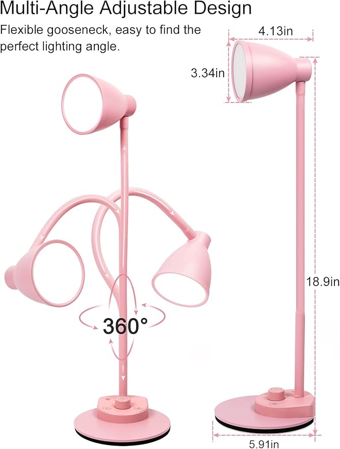 BOHON Cute Desk Lamp with USB Charging Port, Flexible Neck Auto Dimming Table - Image 7