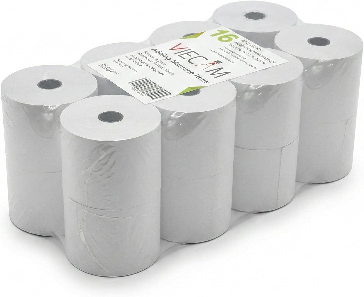2 1/4" x 150' White Adding Machine Paper Rolls – One Ply Register/Calculator/10-Key Paper for Printing Calculators and Registers – 16 Rolls