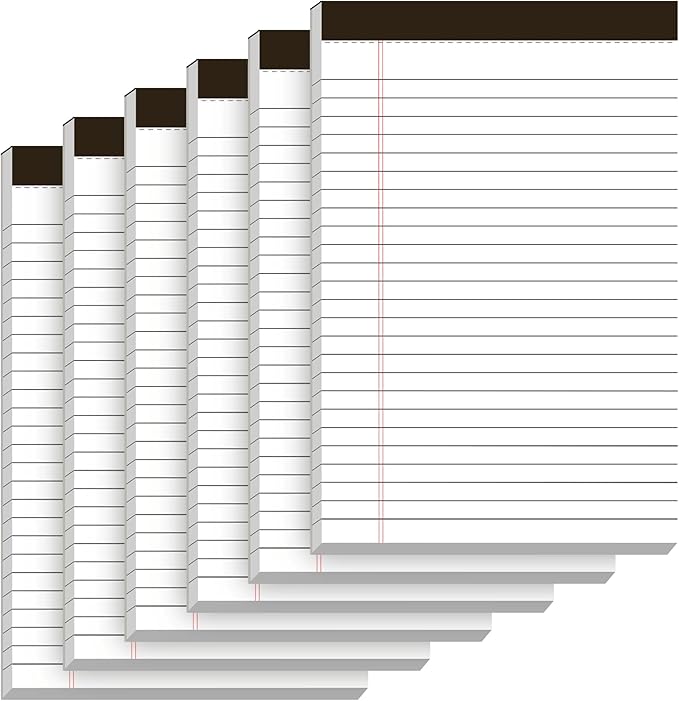 Nichela 5" x 8" Note Pads 6 Pack of Legal Pads Narrow Ruled Notepad by Nichela