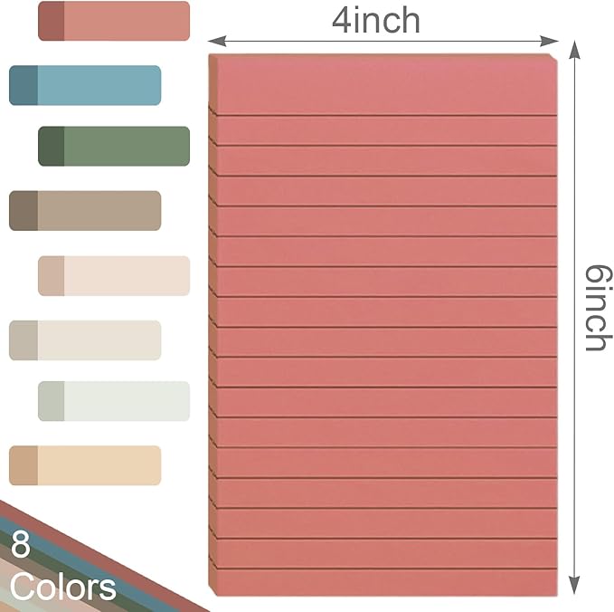 24 Pack Lined Sticky Notes 4X6 in Self Sticky Note Pads Colorful Post Stickies - Image 2