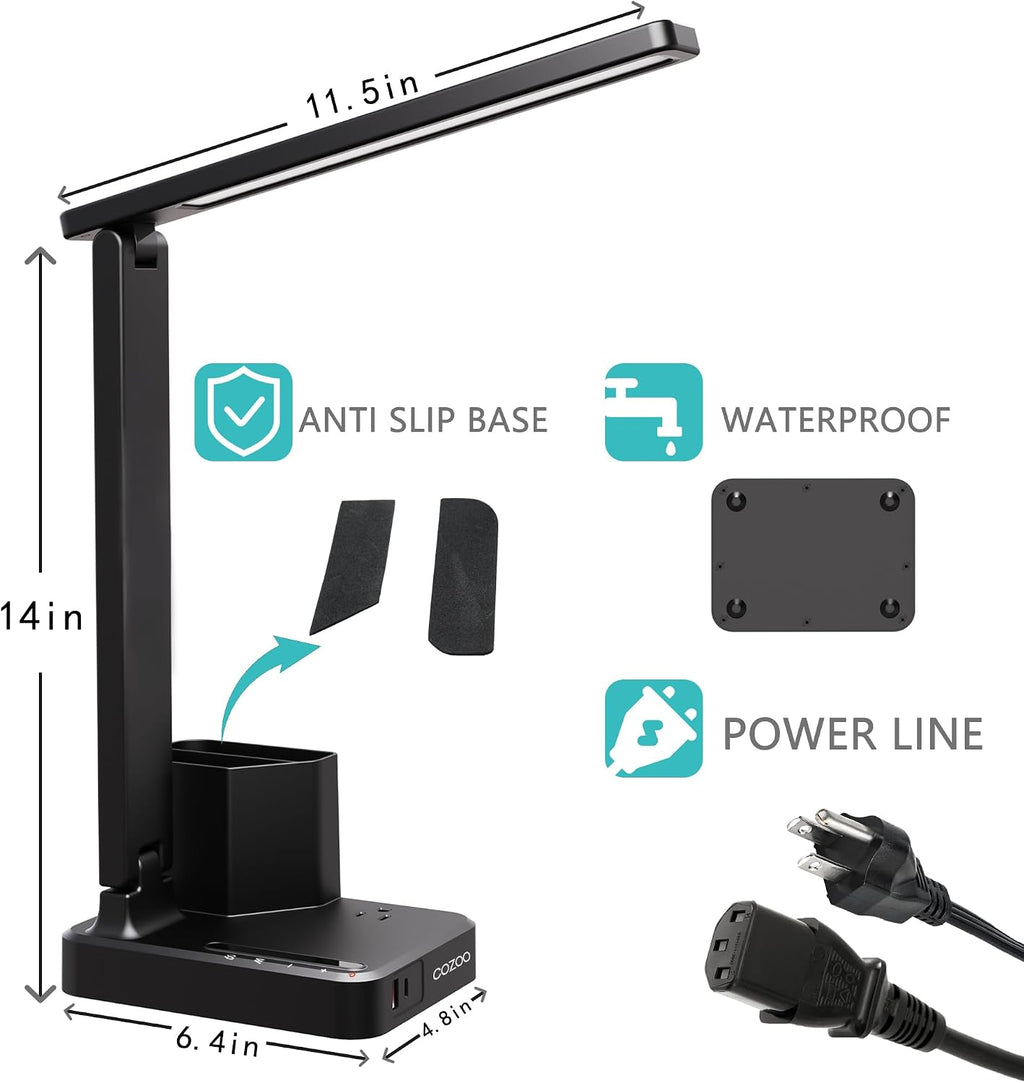 cozoo led desk lamp usb a/c ac pen, front angle view