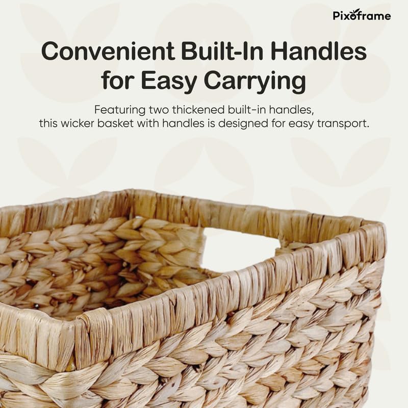 Large Handwoven Water Hyacinth Storage Wicker Basket with 2 Handles - Brown