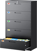 PEUKC 5 Drawer File Cabinet, Lateral Filing Cabinets