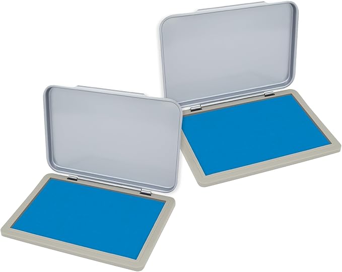 2 Pack Metal Case Stamp Pad Medium Size, Sky Blue Color by ZIGEL