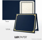 LUXPaper 9.5" x 12" Certificate Holders | Nautical Blue Linen | Embossed Gold - Image 4