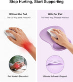 Ergonomic Mouse Pad with Gel Wrist Rest, Comfortable Cute Mousepad | with Non-Slip PU Base, Waterproof & Washable Surface, Purple Mouse Pad for Office, Home, Gaming, Computer, Laptop