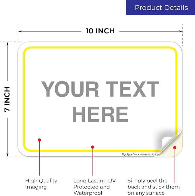 Personalized Custom Customize for Office, Delivery Yellow Sign, 10x7 Inches - Image 2