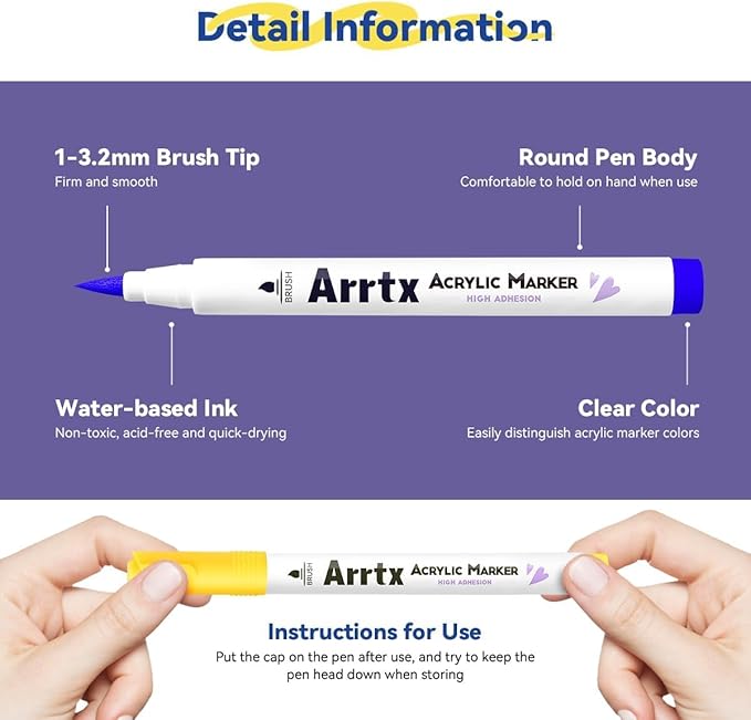 Arrtx 30 Colors Acrylic Paint Pens - Image 3