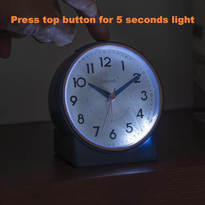 Tinload 4.3" Retro Analog Alarm Clock, Vintage Decor, No Ticking Silent - Image 5