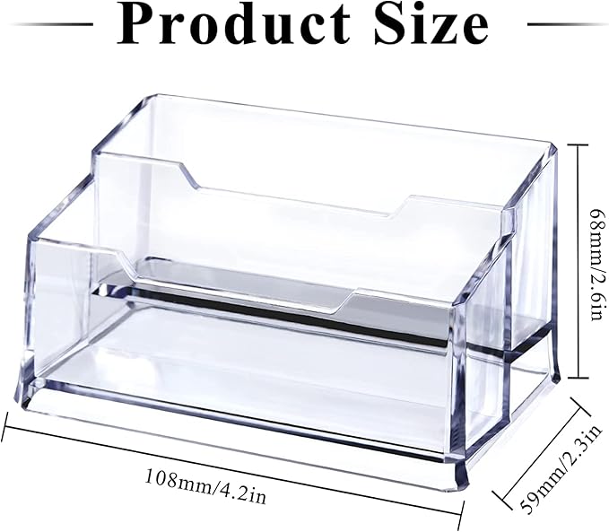 Meschett 3 Pack Clear Acrylic Business Card Holder, 2 Tier Premium Acrylic - Image 2
