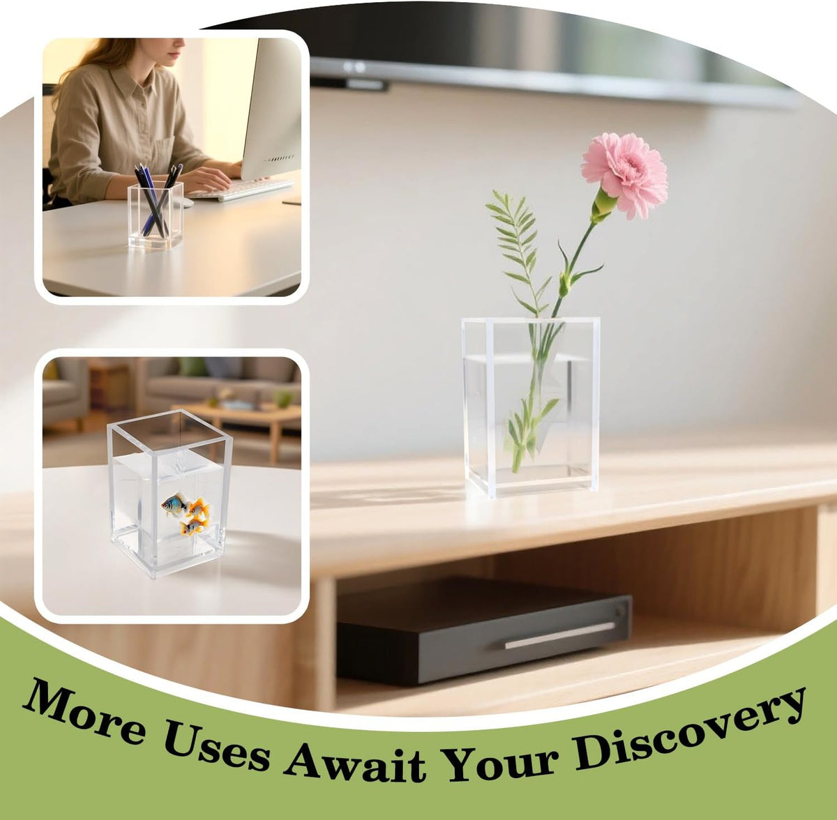 20 Pack Clear Acrylic Pen Holders For Desk, Pencil Cup Makeup Brush Holders