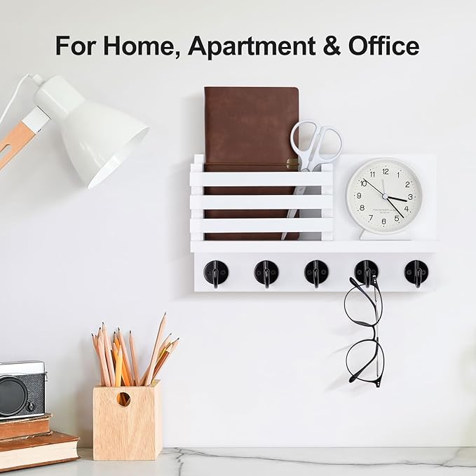 Lwenki Key Holder for Wall – Decorative Wooden Mail Holder and Key Shelf - Image 5