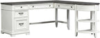 Liberty Furniture Allyson Park Opt L Shaped Desk Set with Locking File Drawer Cottage Home Office Storage - Wirebrushed White, Charcoal Tops Oak Wood